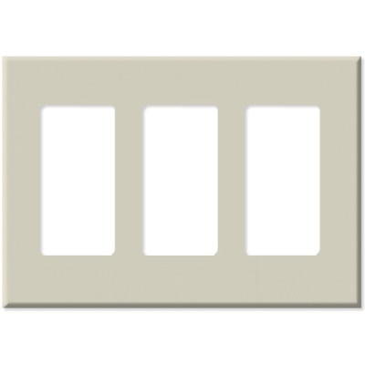 Leviton Decora Plus Screwless Snap-On Wallplate, 3-Gang, Light Almond